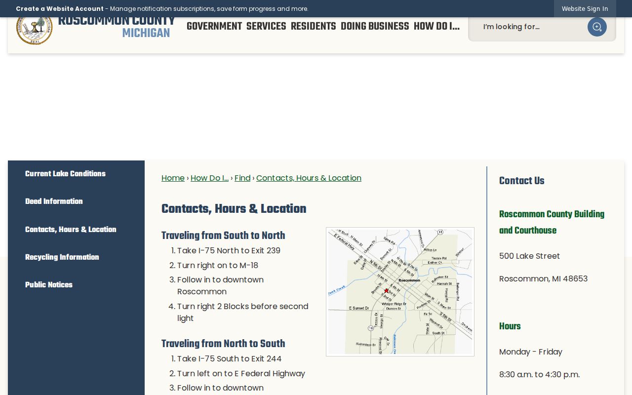 Roscommon County court docket courthouse location information